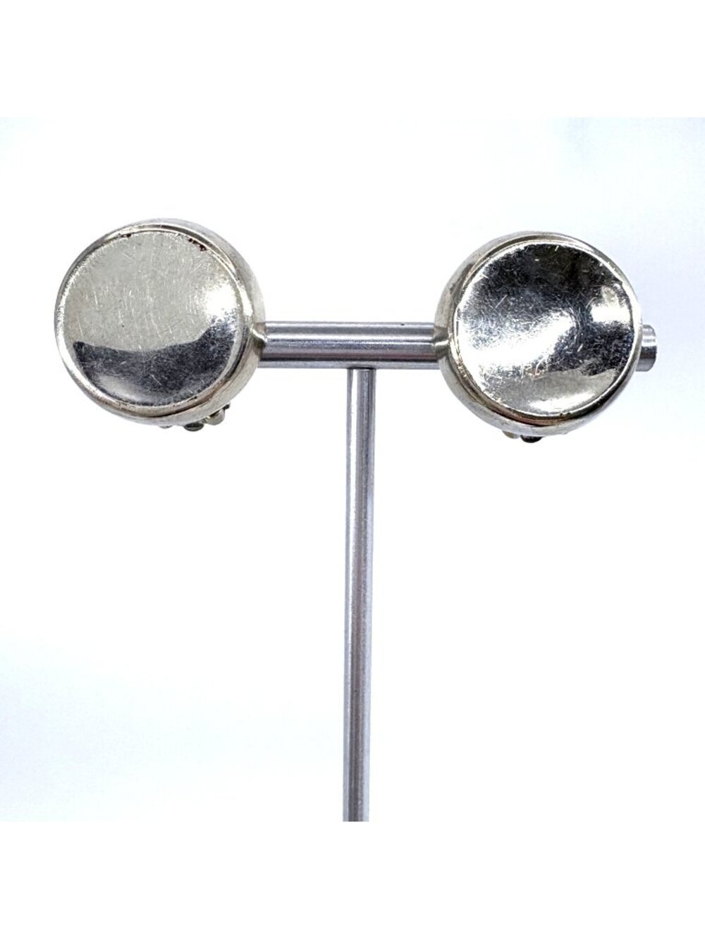 Circular Clip On Earrings Sterling Silver 925 Size 0.75" Length